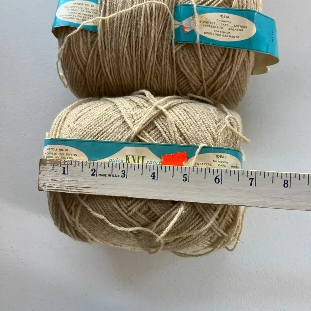 Vintage Quick Knit Sport Yarn Barrels Beige Color Lot Of 3